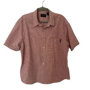 American Eagle Outfitters Men’s Button-Up Shirt Orange /Pink Plaid Cotton, Sz XL